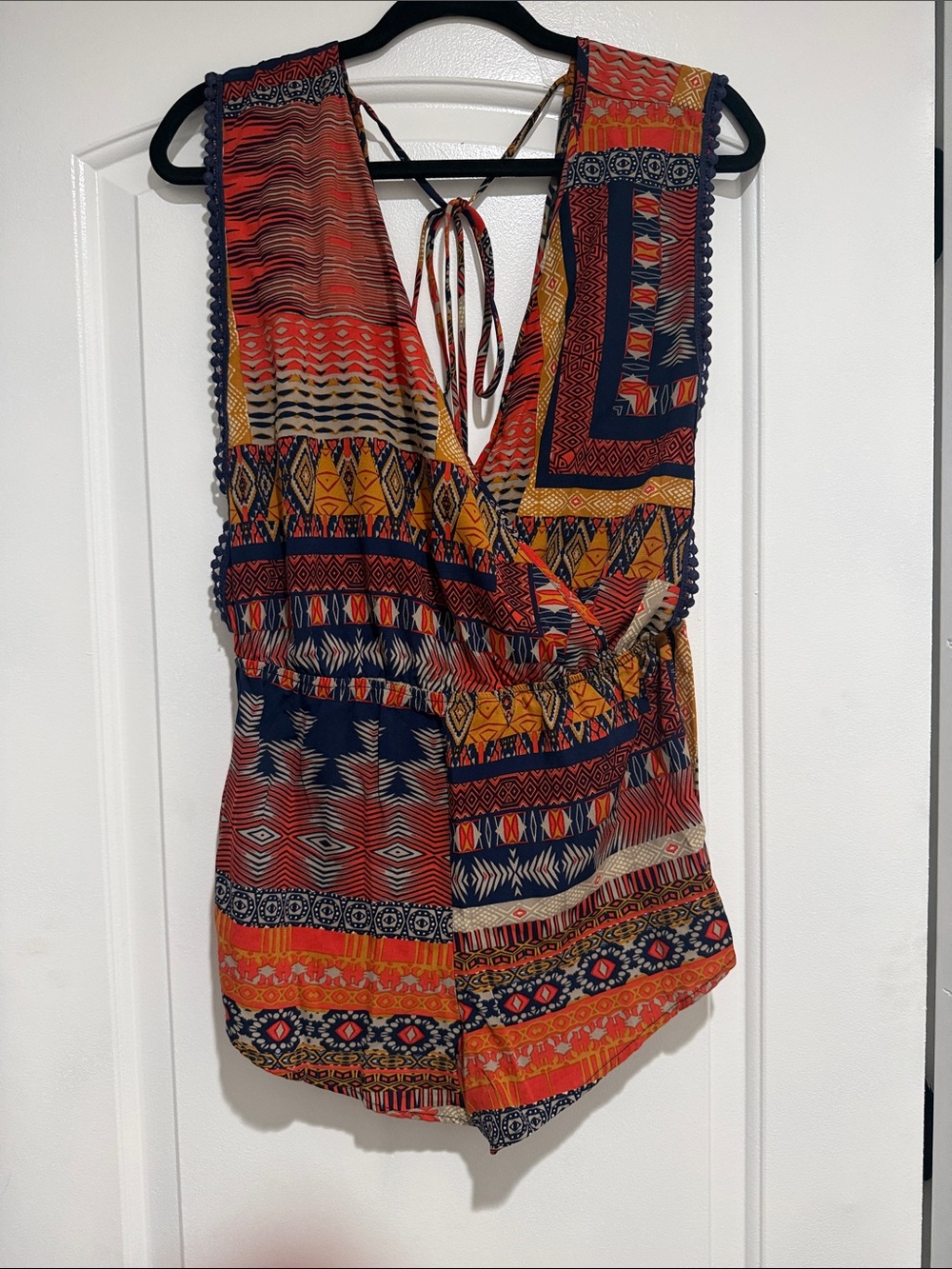 Colorful Printed V-Neck Romper